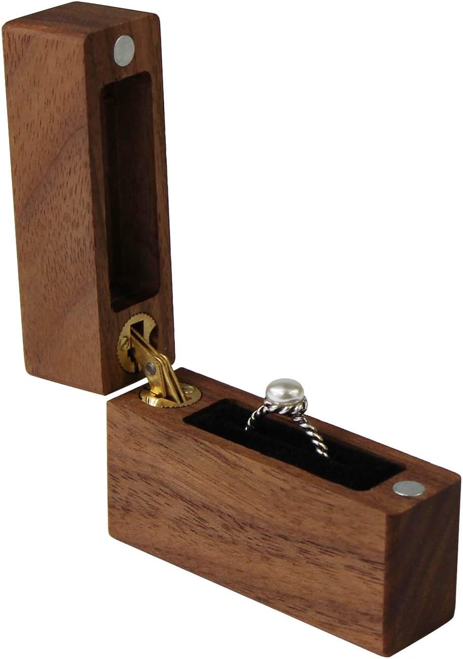 aufodara Walnuss Holz Ring Box handgefertigt – Einzigartige Schmuckschatulle