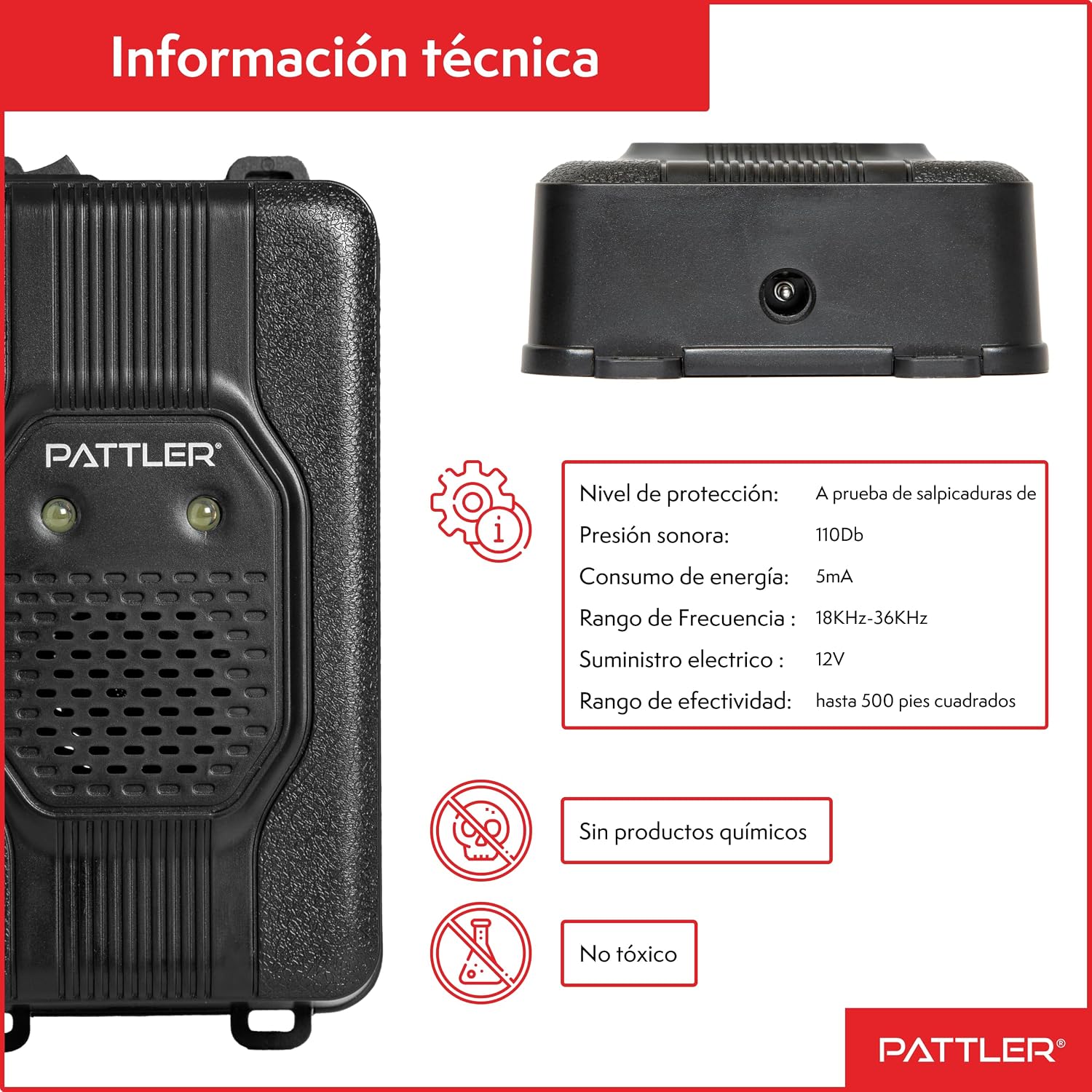 Detalle 2 de PATTLER Repelente de roedores para coche 40 m²