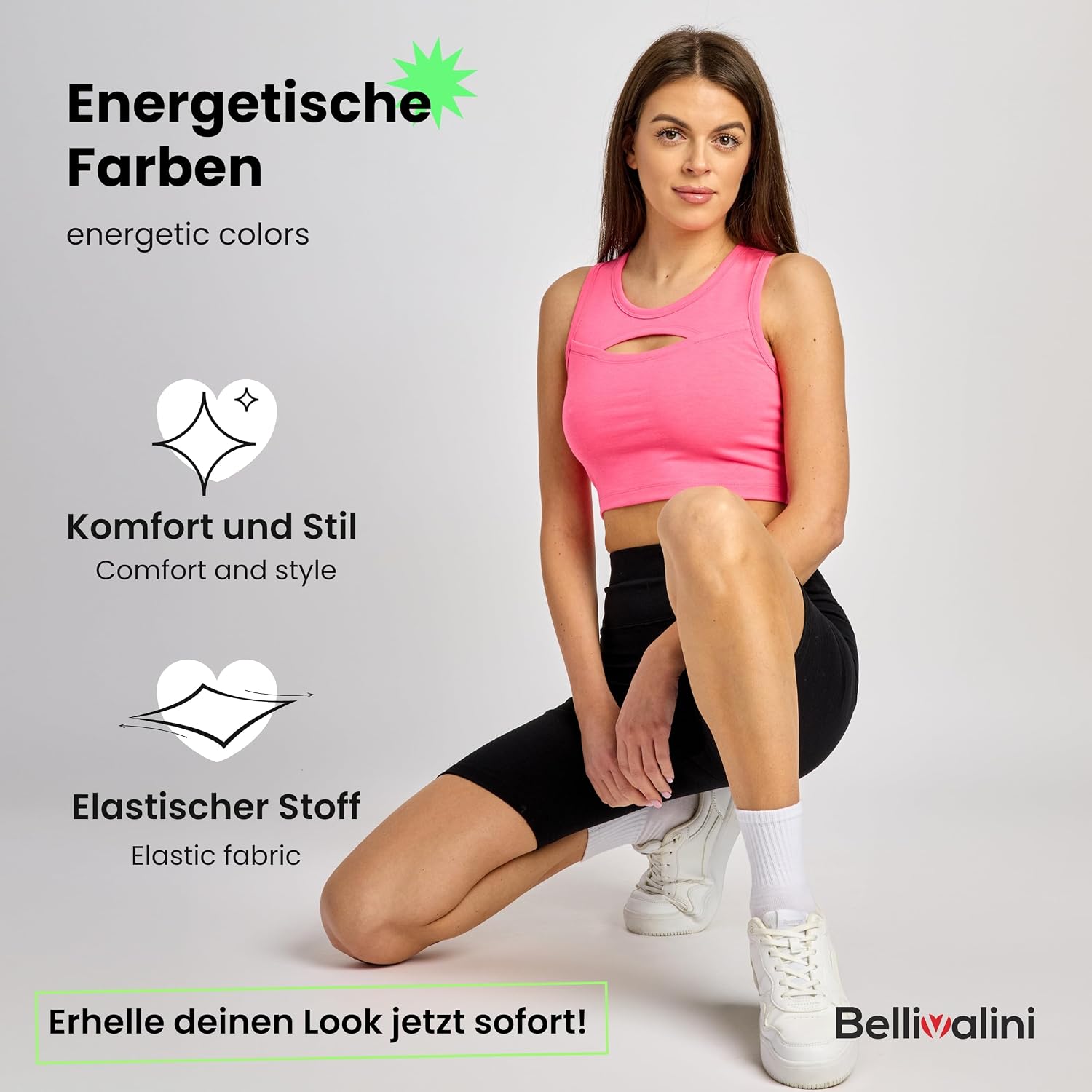 Thumbnail 2 de Bellivalini Debardeur Crop Top Néon pour Gym