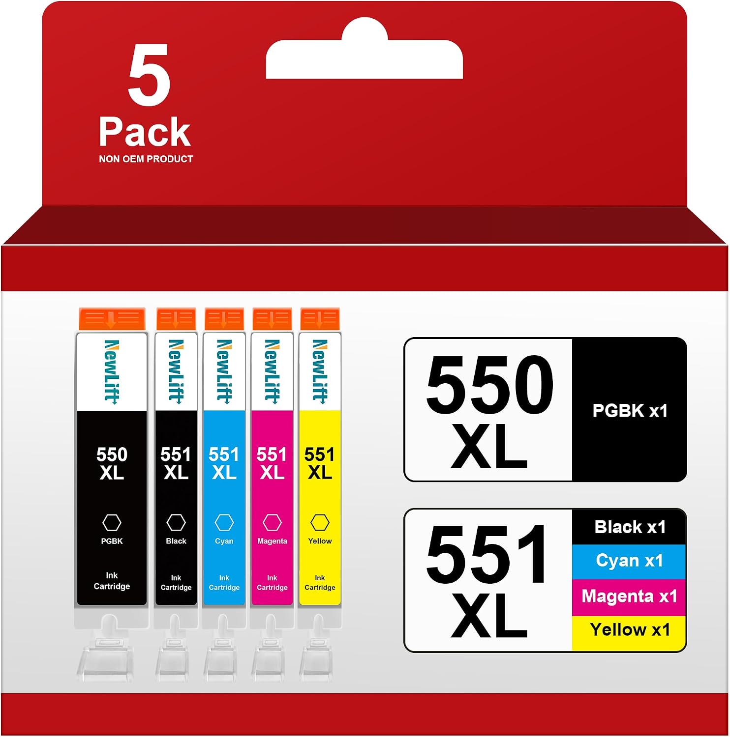 Detalle de NewLift PGI-550XL CLI-551 Multipack 5er-Pack 🖨