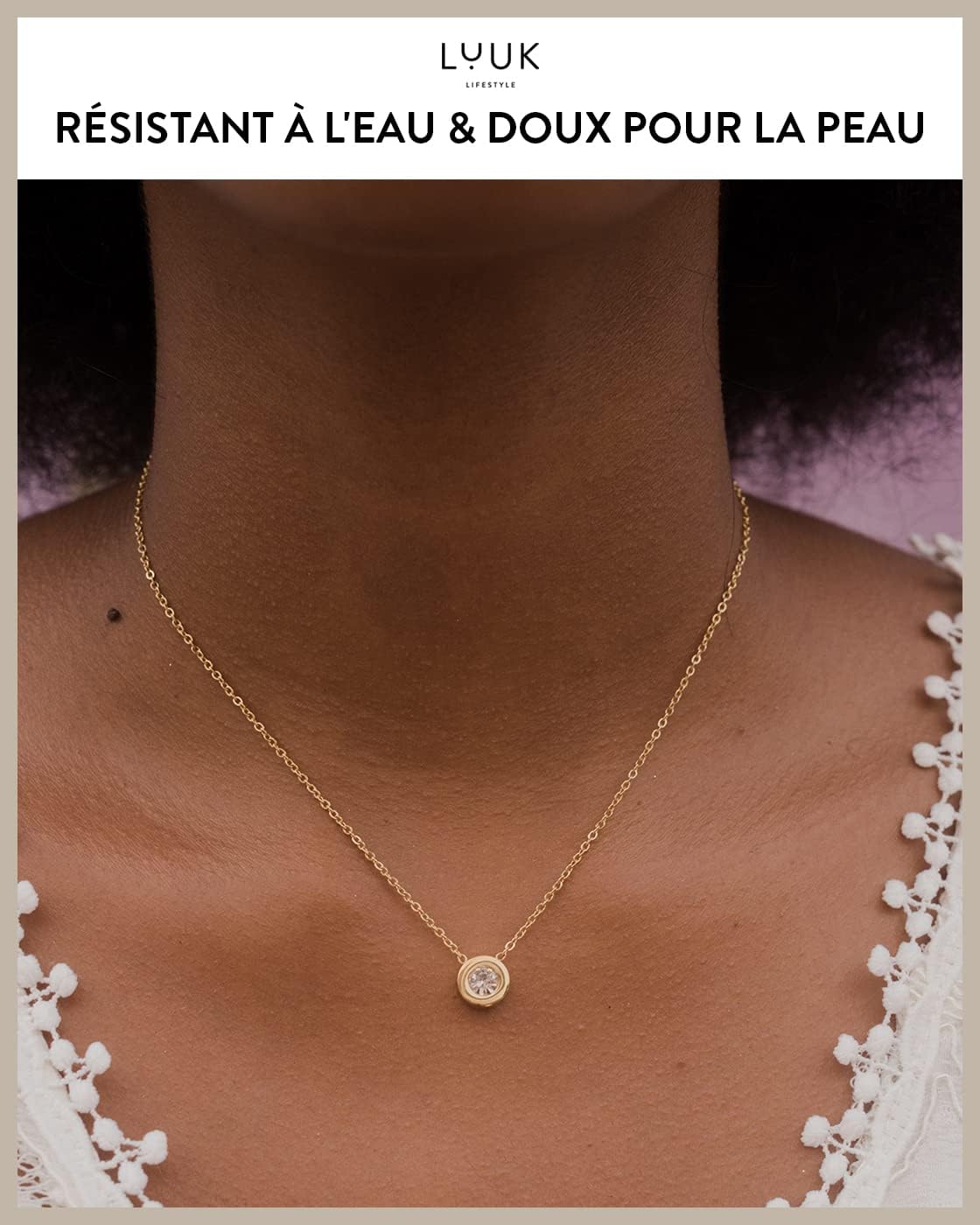 Thumbnail 2 de LUUK LIFESTYLE Collier avec pendentifs en acier inoxydable et carte cadeau HAPPINESS – longueur ajustable 50 cm