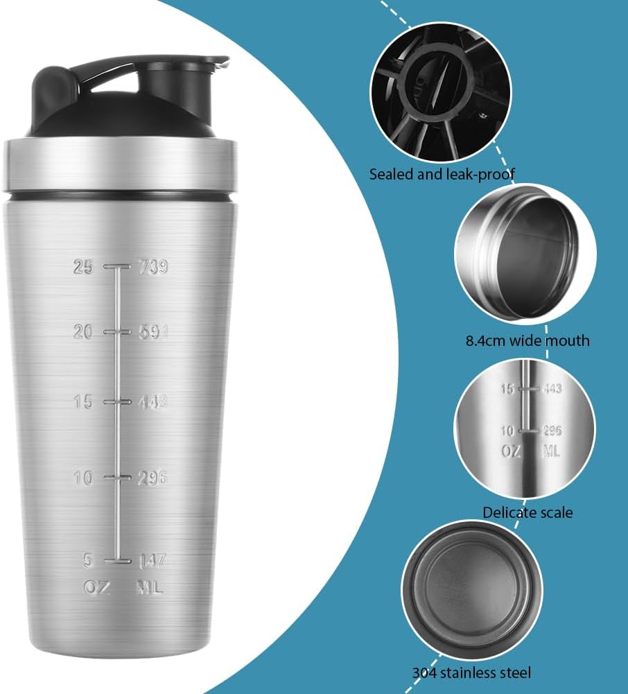 Thumbnail 2 de AOOWU Shaker à protéines en acier inoxydable 900 ml, anti-fuite, sans BPA