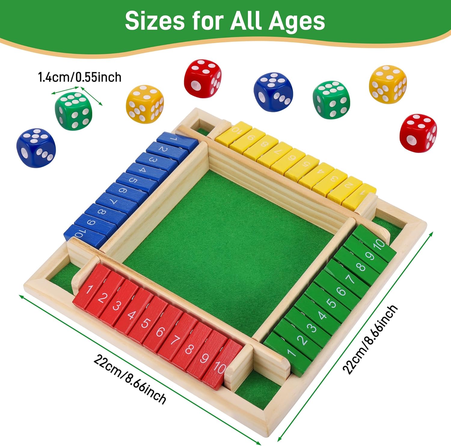 Detalle de Fentar Shut The Box: Wooden Dice Game for 2–4 Players