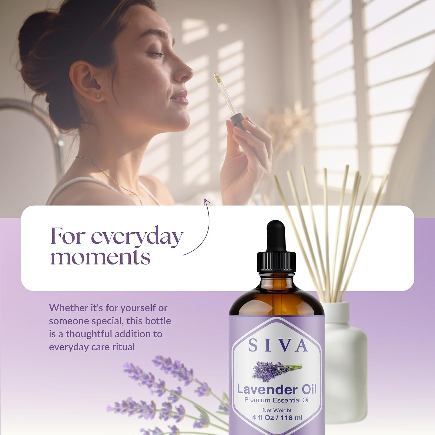 Thumbnail 6 de SIVA Lavender Essential Oil, 4 fl oz Amber Glass Bottle with Dropper