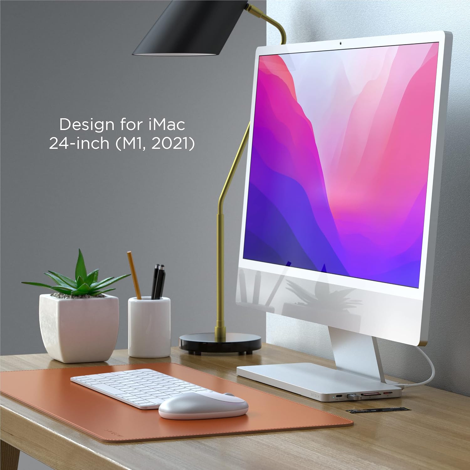 Detalle 2 de SATECHI Hub USB-C Slim Dock per iMac 24” (2021) con alloggiamento SSD M.2 NVMe/SATA, micro/SD e porte USB-A/USB-C