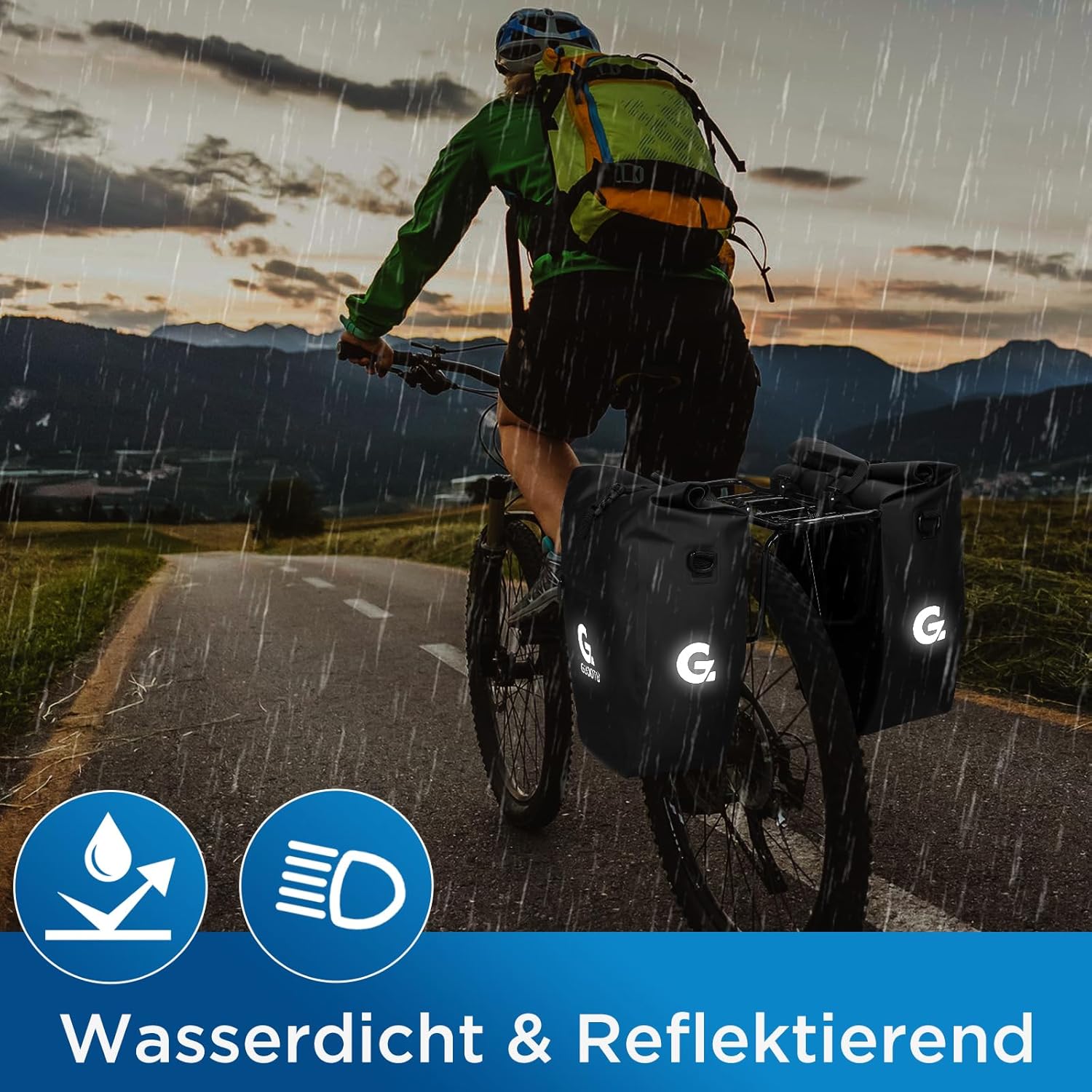 Detalle 1 de GUOOTU 2er Set Fahrradtasche Gepäckträger 24L Schwarz