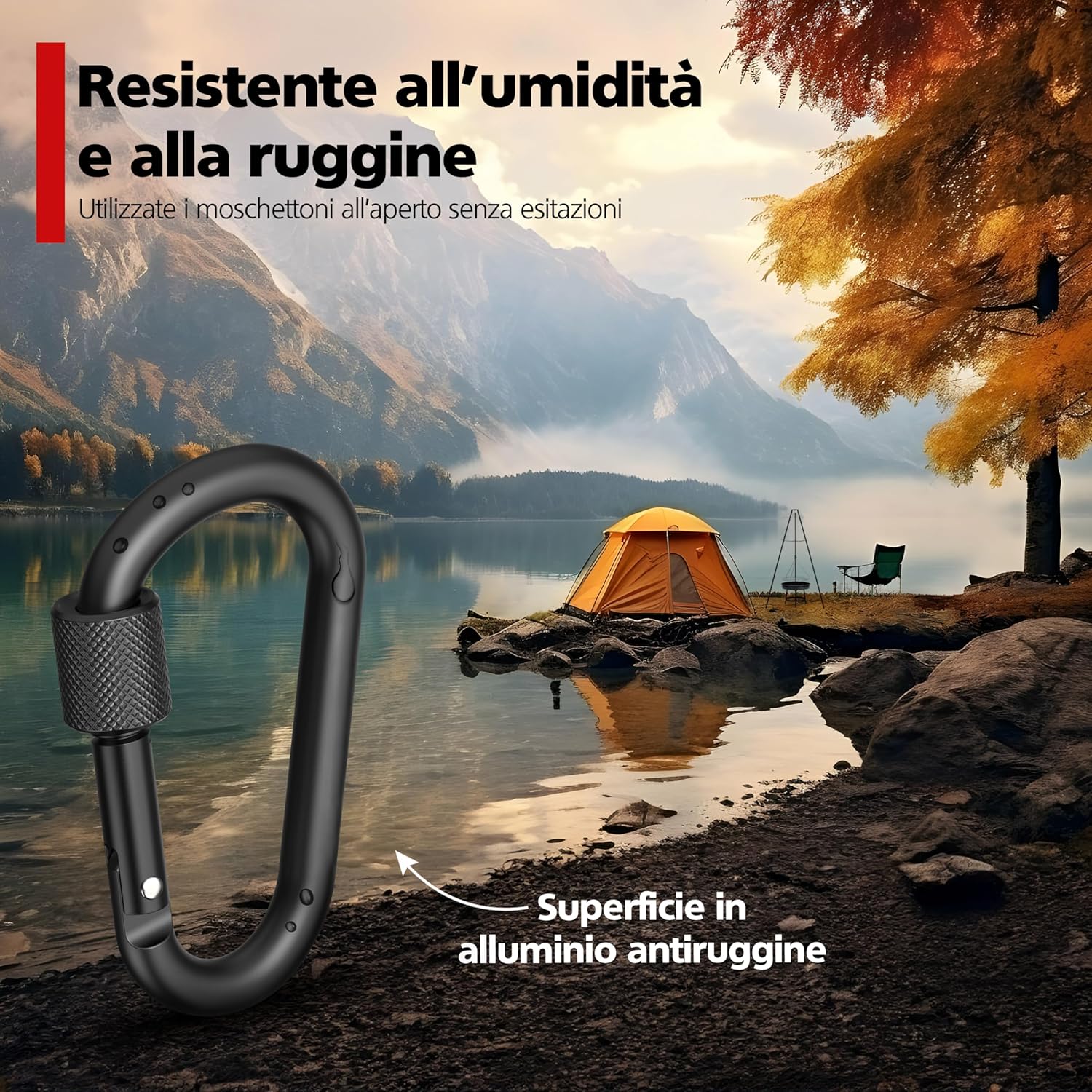 Detalle 2 de RAVN HAMAN 10 x Moschettoni con ghiera - Nero