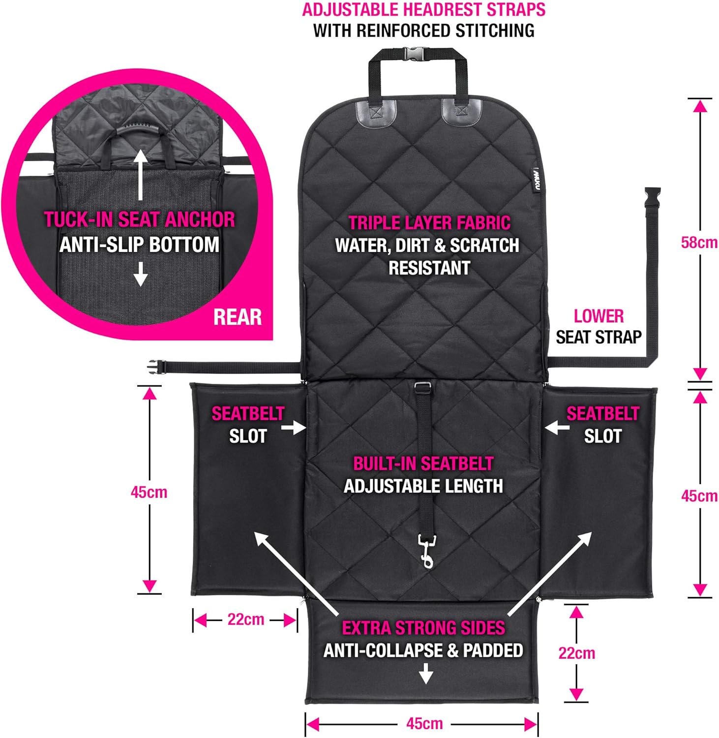 Thumbnail 4 de AHUKU Dog Car Seat with Seat Belt and Padded Sides (Waterproof Booster Seat Cover) for Small & Medium Dogs