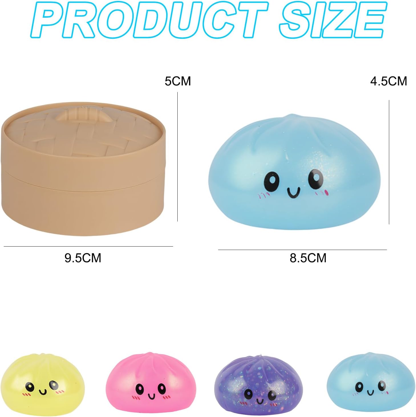 Thumbnail 1 de Mystery Dumplings Squishy with Steamer – Random Glitter Dumpling Toy