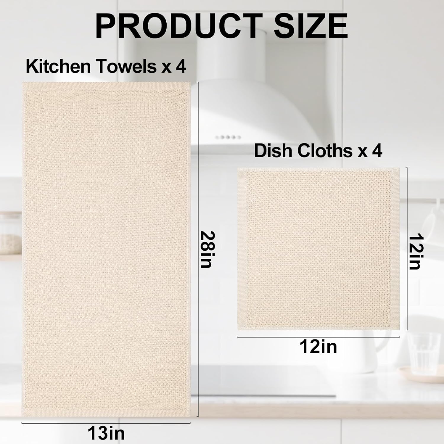 Thumbnail 3 de Homaxy 100% Cotton Kitchen Towels and Dishcloths Set (8-Piece) in Beige