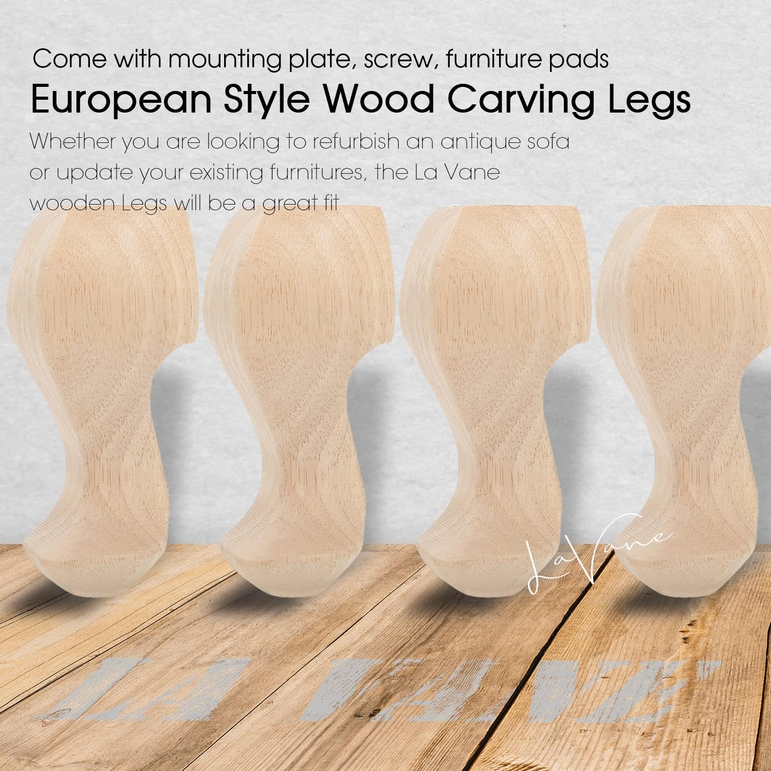 Detalle de La Vane Wooden Furniture Legs, 10 cm