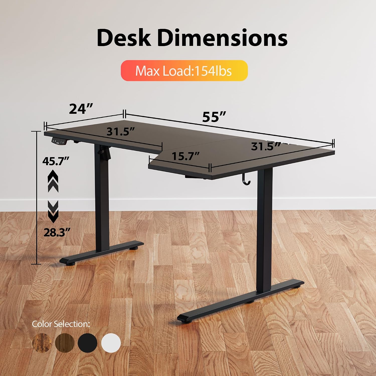 Thumbnail 2 de Agilestic Electric Standing Desk L-Shaped 55"