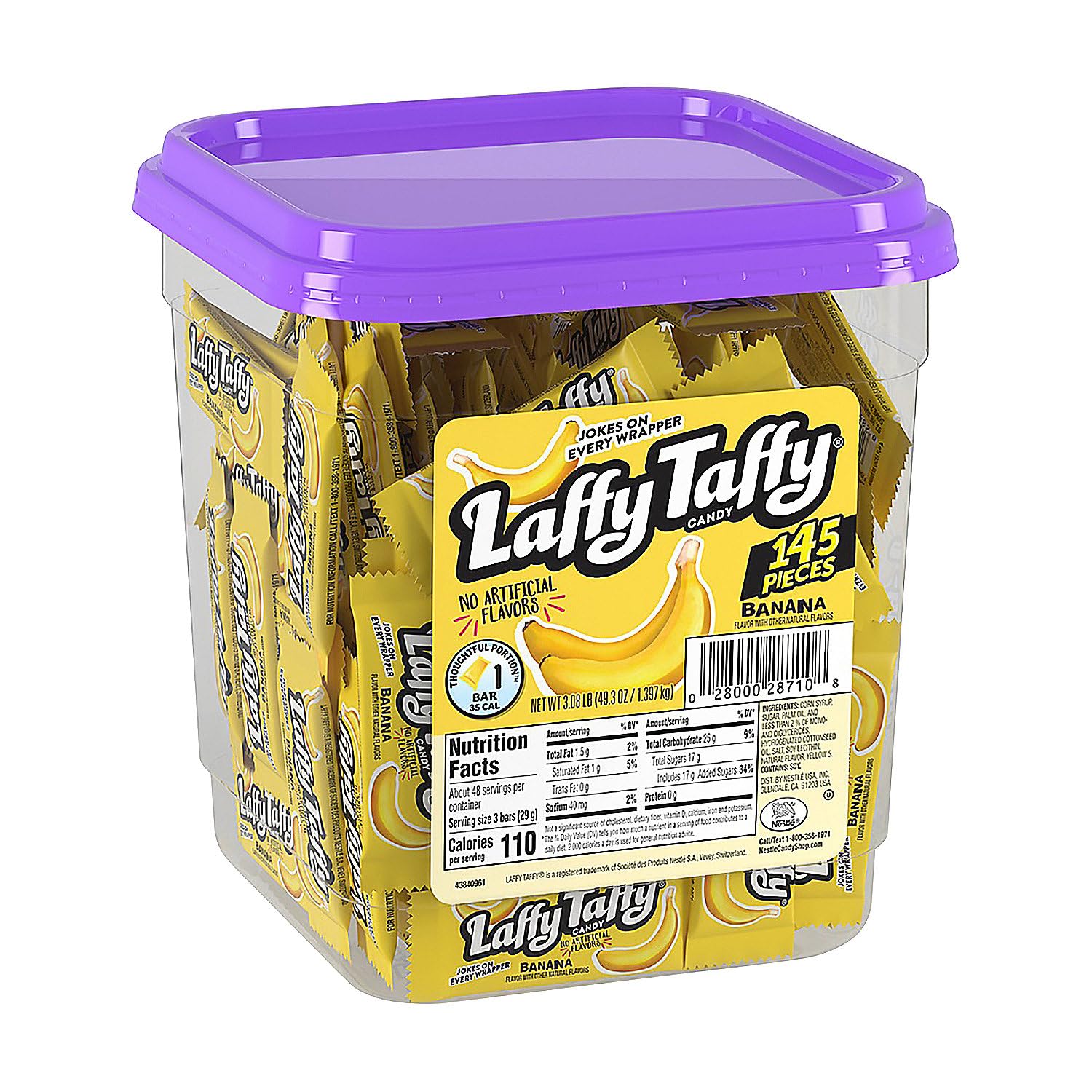Detalle de Laffy Taffy 28000287108 Banana Mini Taffy Bars, 145 Count
