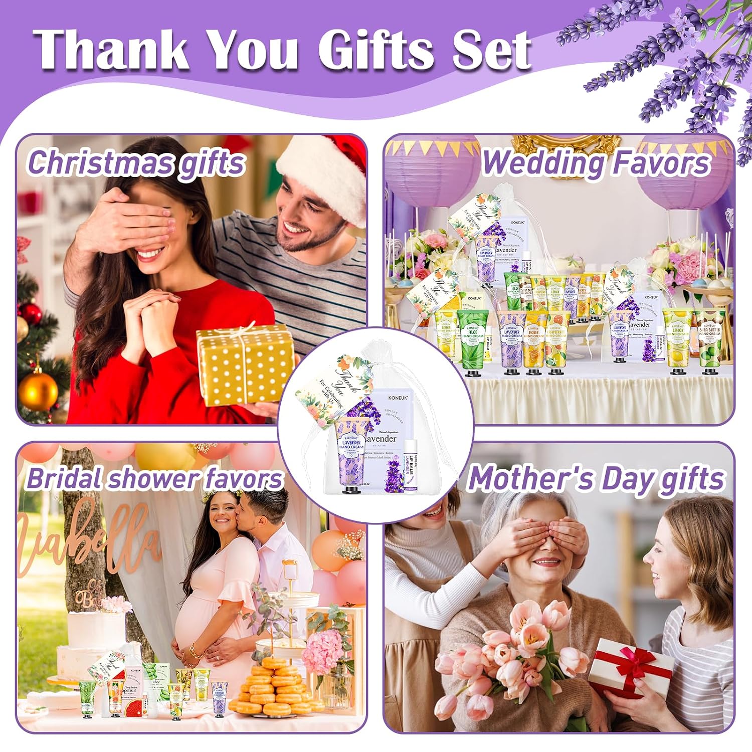 Detalle 2 de 60 Pack Bulk Lip Balm, Facial Mask & Hand Cream Sets for Easter Baskets, Teacher Appreciation, and Bridesmaid Gifts