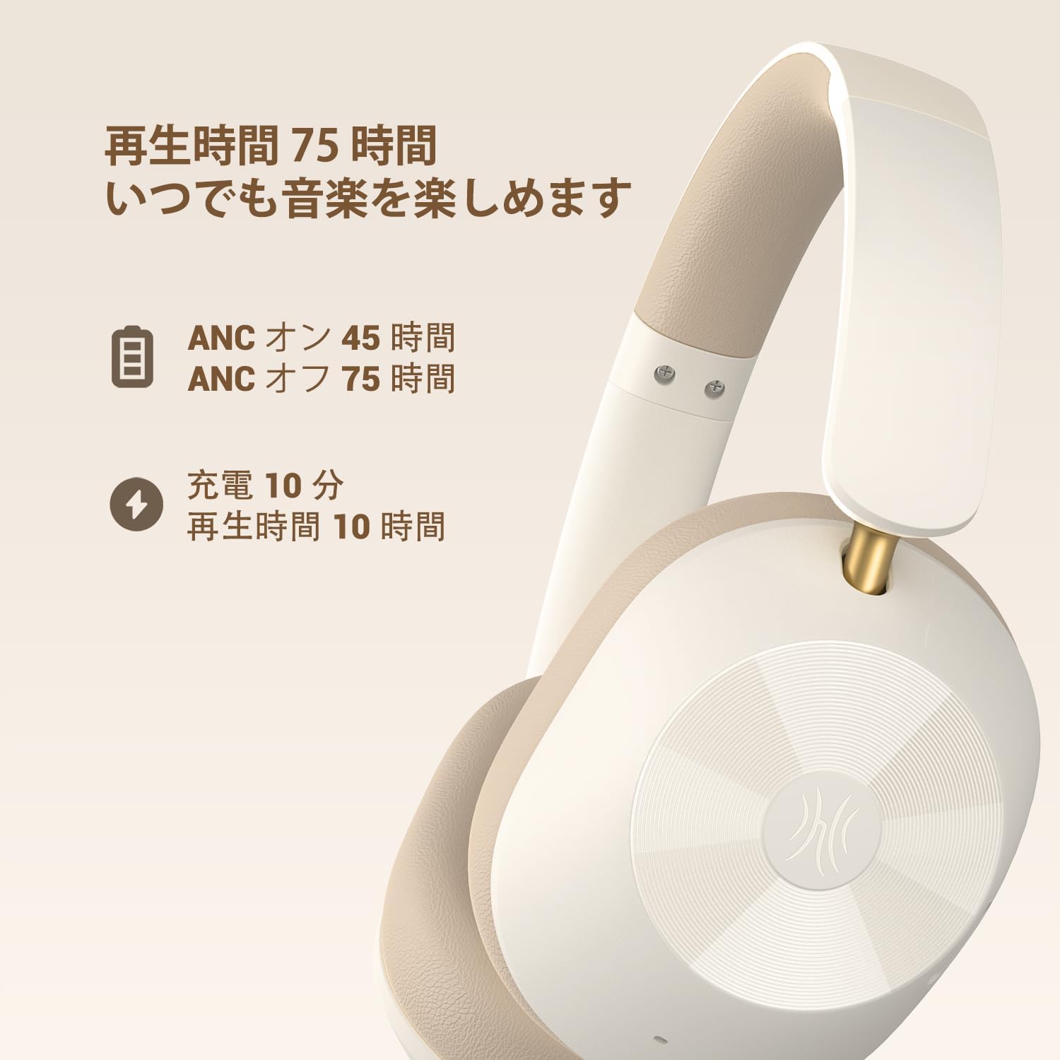 Detalle de OneOdio A5 ワイヤレスヘッドホン LDAC・ノイズキャンセリング・最大75時間再生 ホワイト