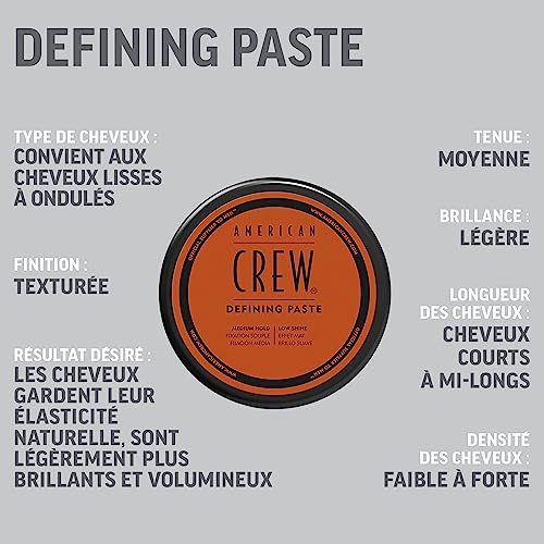Detalle de American Crew Defining Paste Cire Cheveux Homme 85g – fixation souple et texture matte