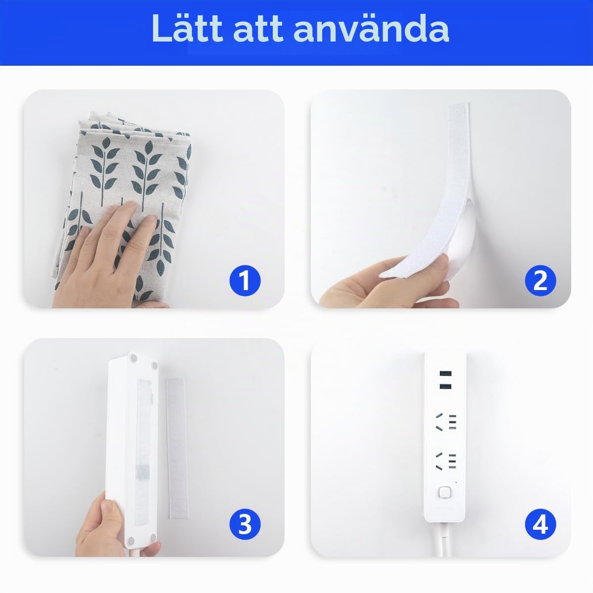 Thumbnail 4 de SUTOUG självhäftande kardborretejp, 30 mm x 3 m, vit för inom- och utomhusbruk