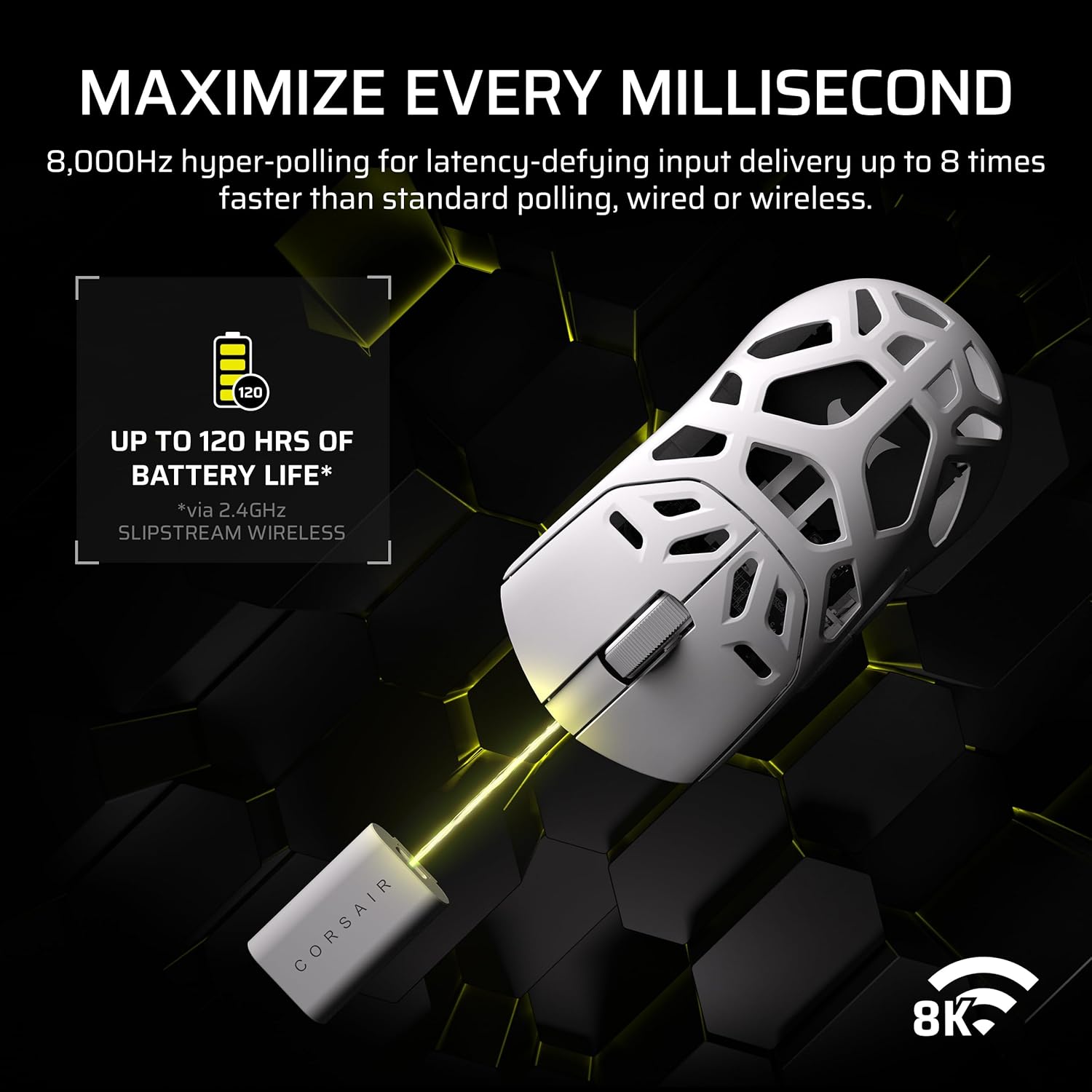 Thumbnail 4 de Corsair SABRE v2 PRO Wireless MG FPS Gaming Mouse (White) – MARKSMAN S, 33,000 DPI, 8,000Hz