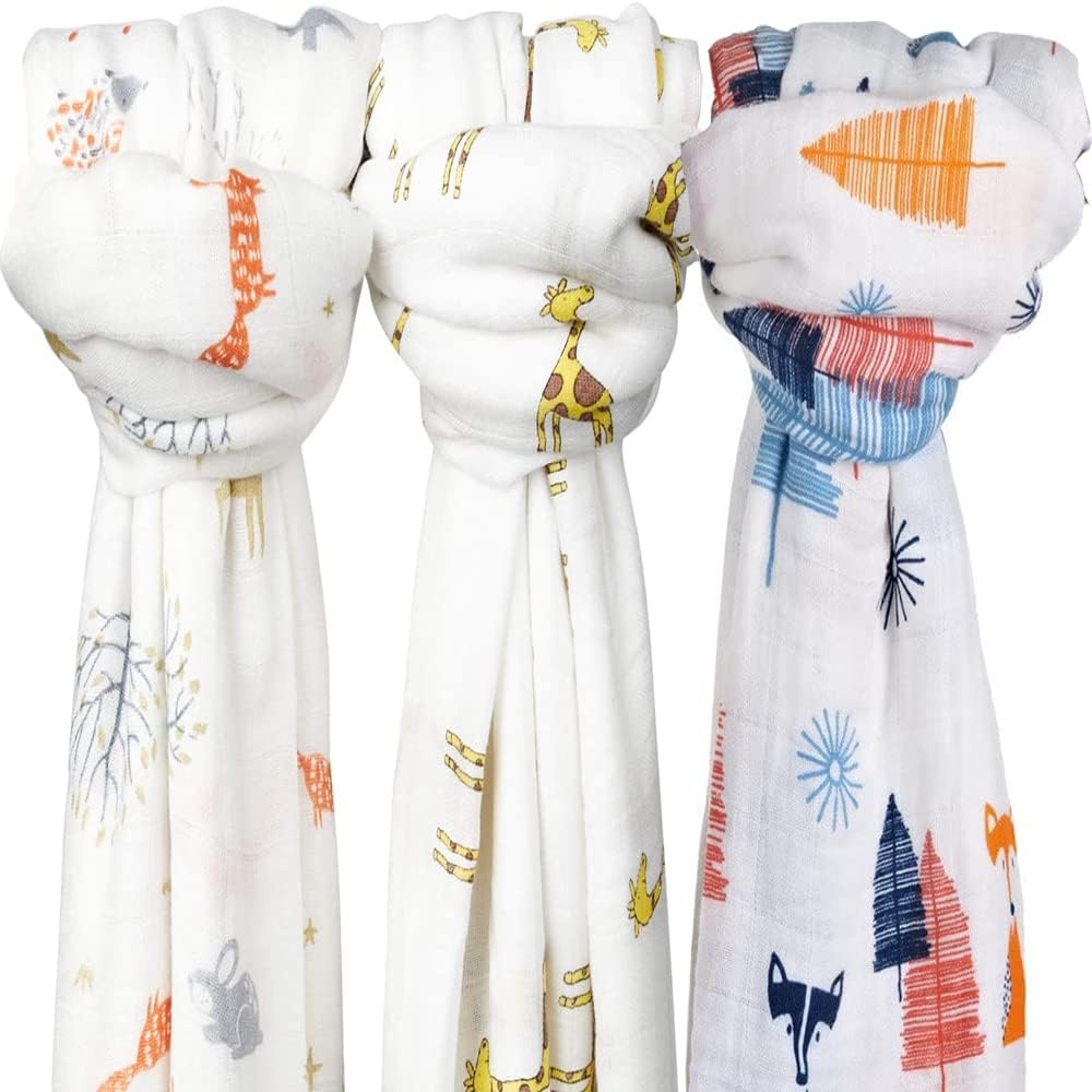 Detalle de SGAVAHSG Large Muslin Cloths for Baby – 3-Pack 120x120cm Muslin Swaddle Blankets