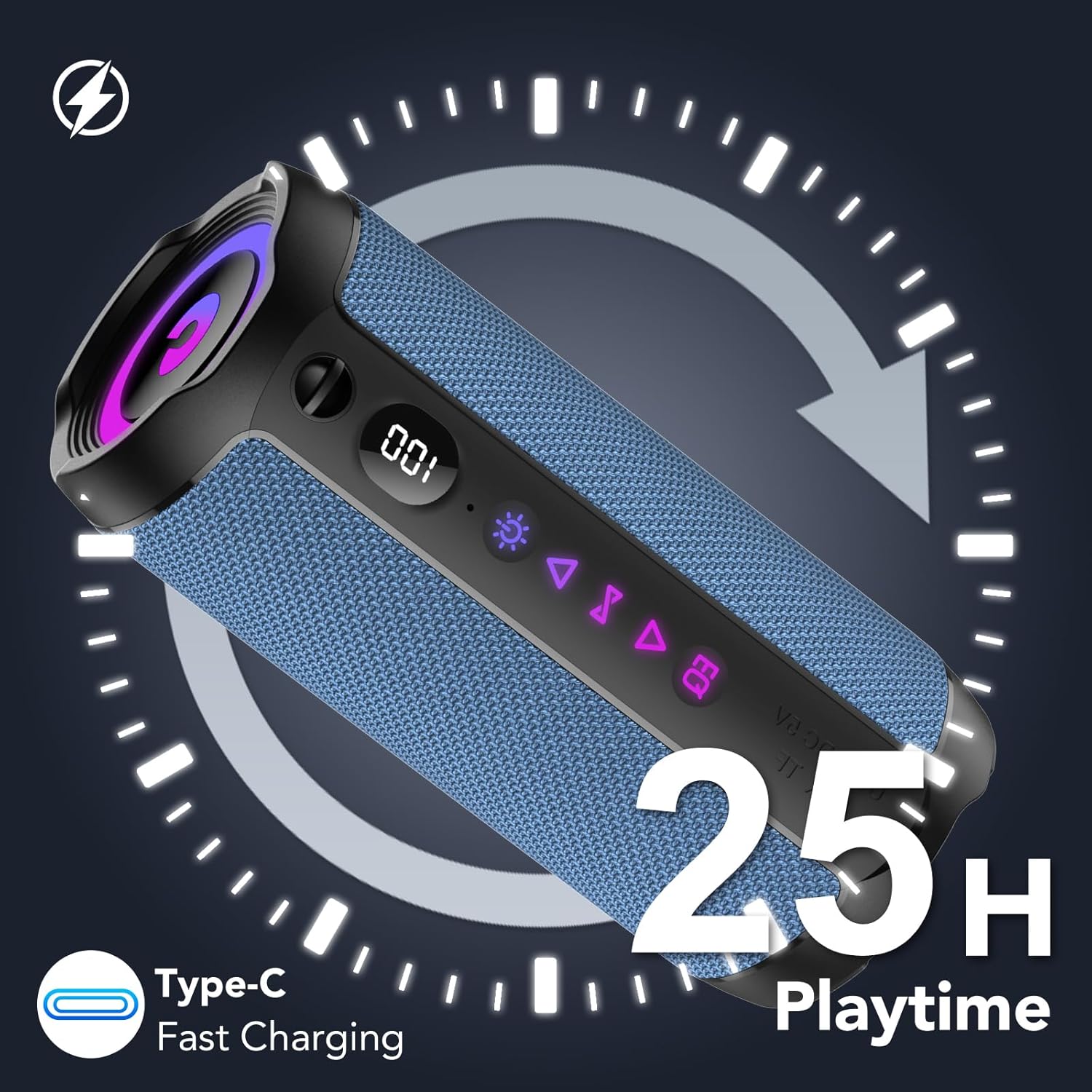 Thumbnail 2 de Bluetooth-Lautsprecher mit Licht: 25W, IPX7, 360° HiFi-Stereo & TWS