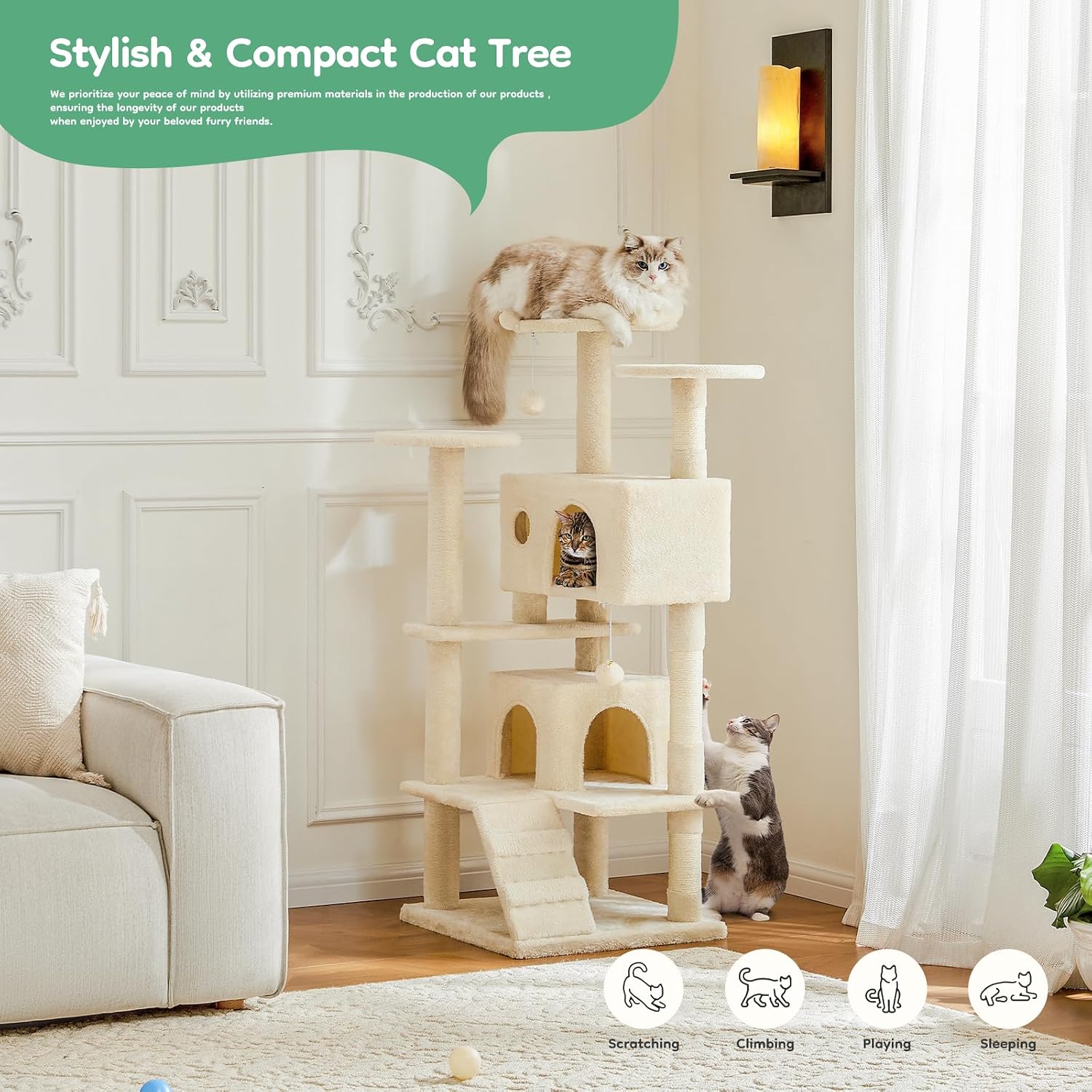 Detalle 2 de DUMOS Cat Tree Tower, 54 Inch