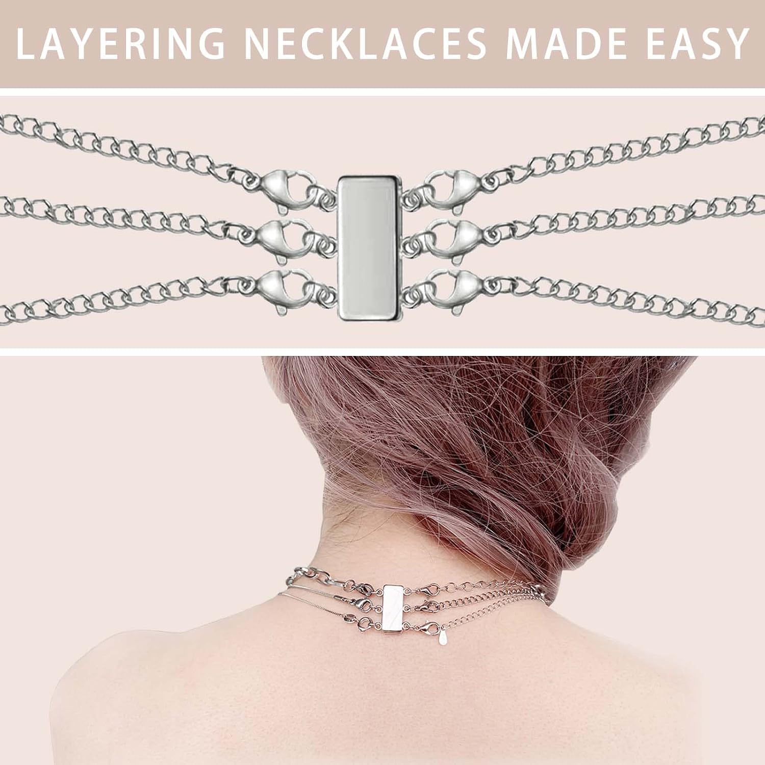 Thumbnail 6 de OHINGLT Magnetic Necklace Layering Clasps, 4-Piece Gold and Silver Set
