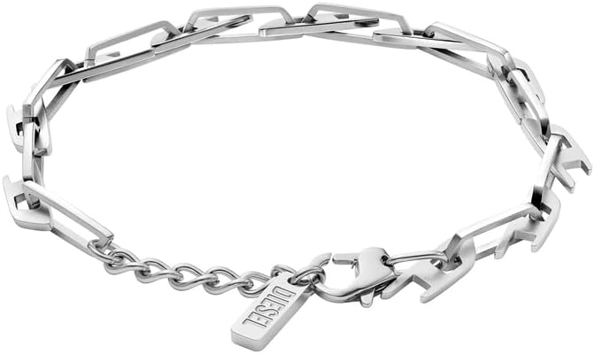 Thumbnail 2 de Diesel Bracciale da uomo in acciaio inossidabile con chiusura a moschettone, tono argento