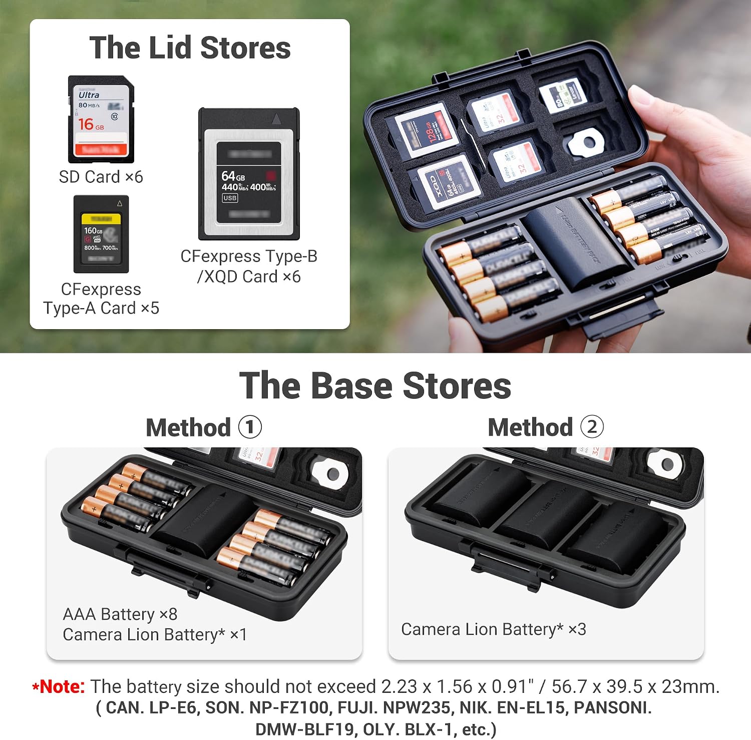 Detalle 2 de JJC 3IN1 Memory Card Case 3 battery slots