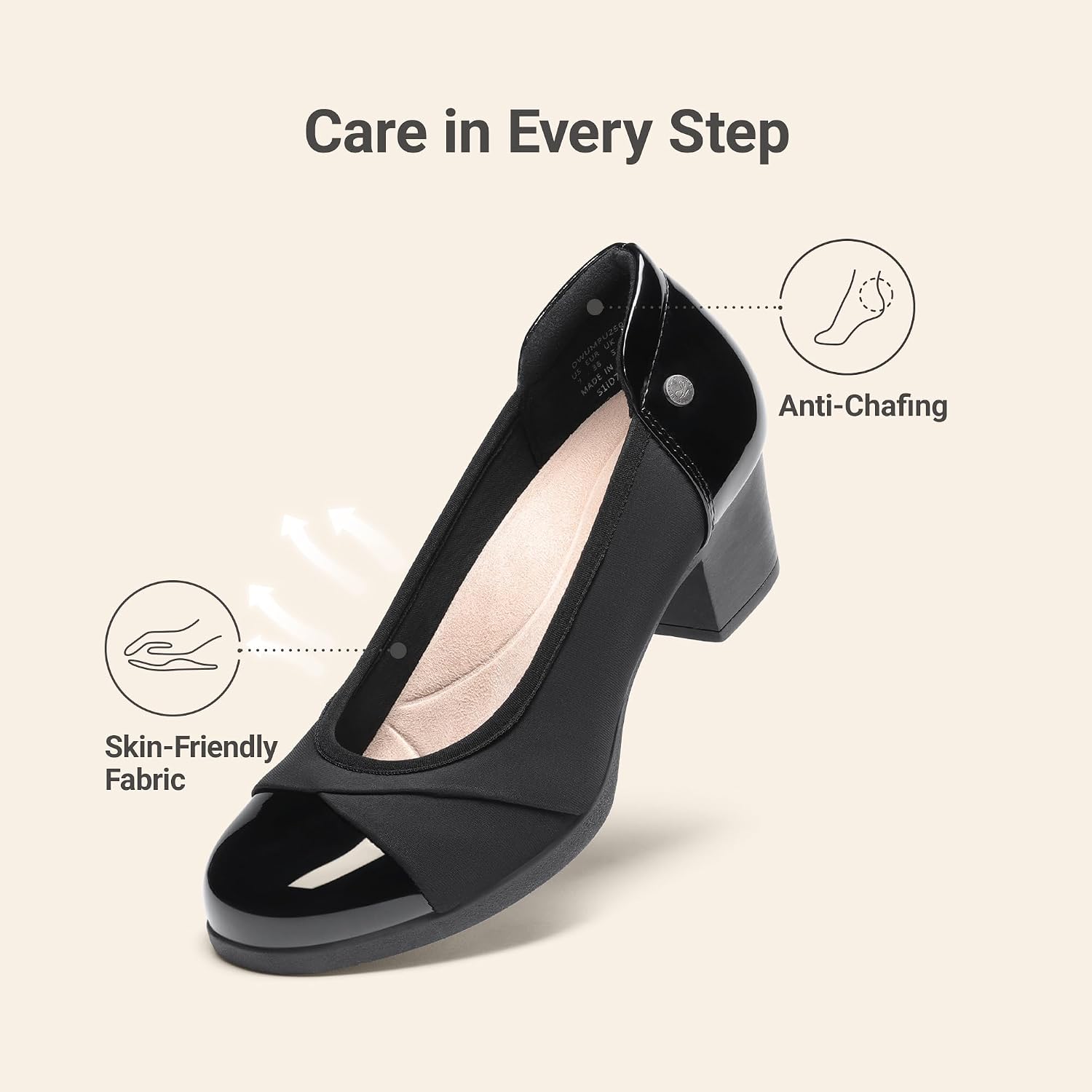 Detalle 2 de DREAM PAIRS Women’s Low Chunky Block Heel Pumps with Closed Toe (Slip-On, Round Toe)