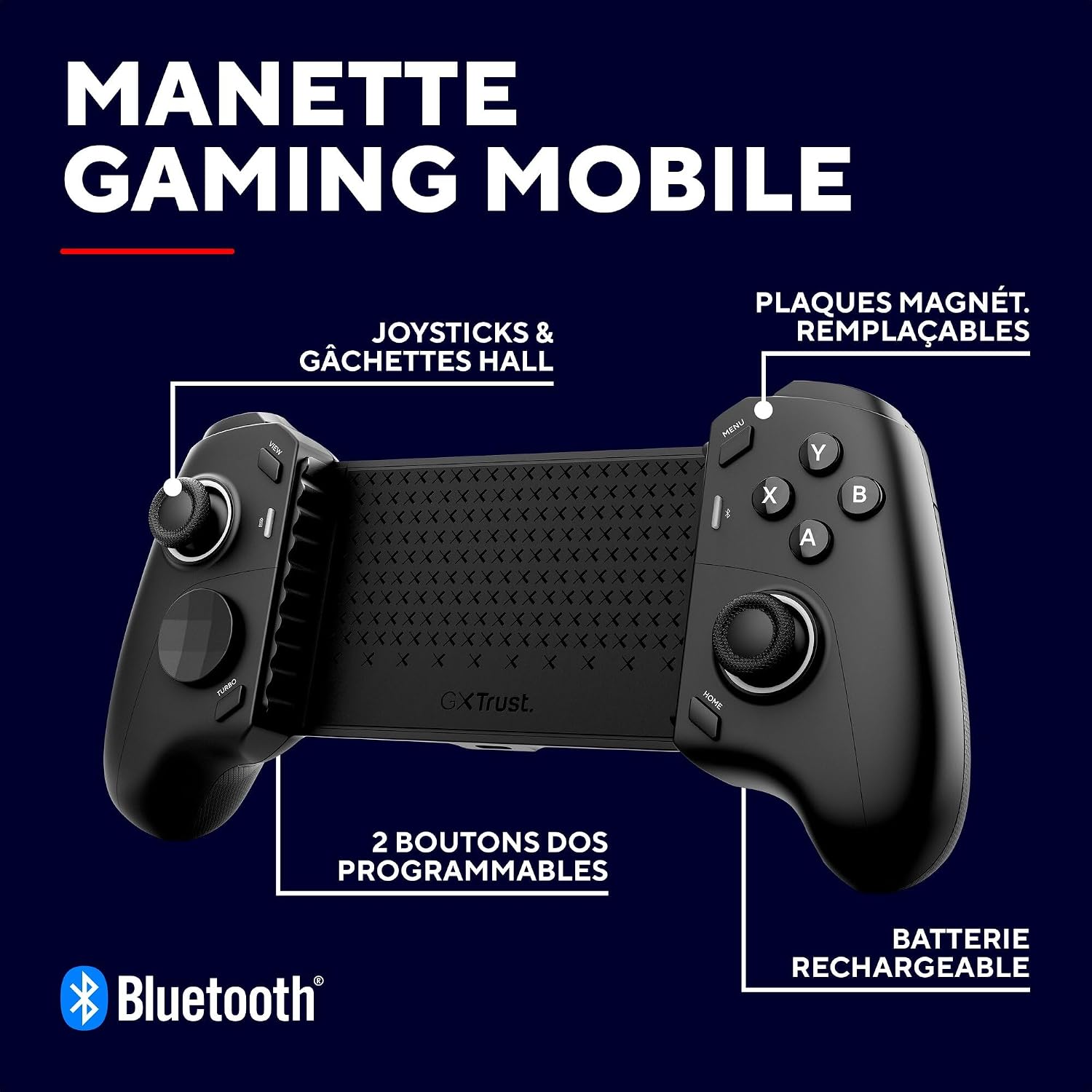 Detalle 2 de GXTrust Rynox draadloze mobiele gamecontroller met Hall-effectjoysticks en harde hoes
