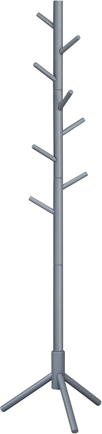 Detalle 2 de VASAGLE RCR04WT Wooden Coat Rack, White, 8 Hooks and 3 Adjustable Heights
