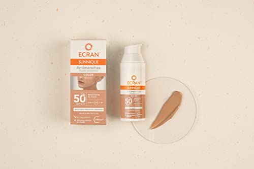 Detalle de ECRAN SUNNIQUE – Protector Facial SPF 50+ con color y tratamiento antimanchas (50 ml)