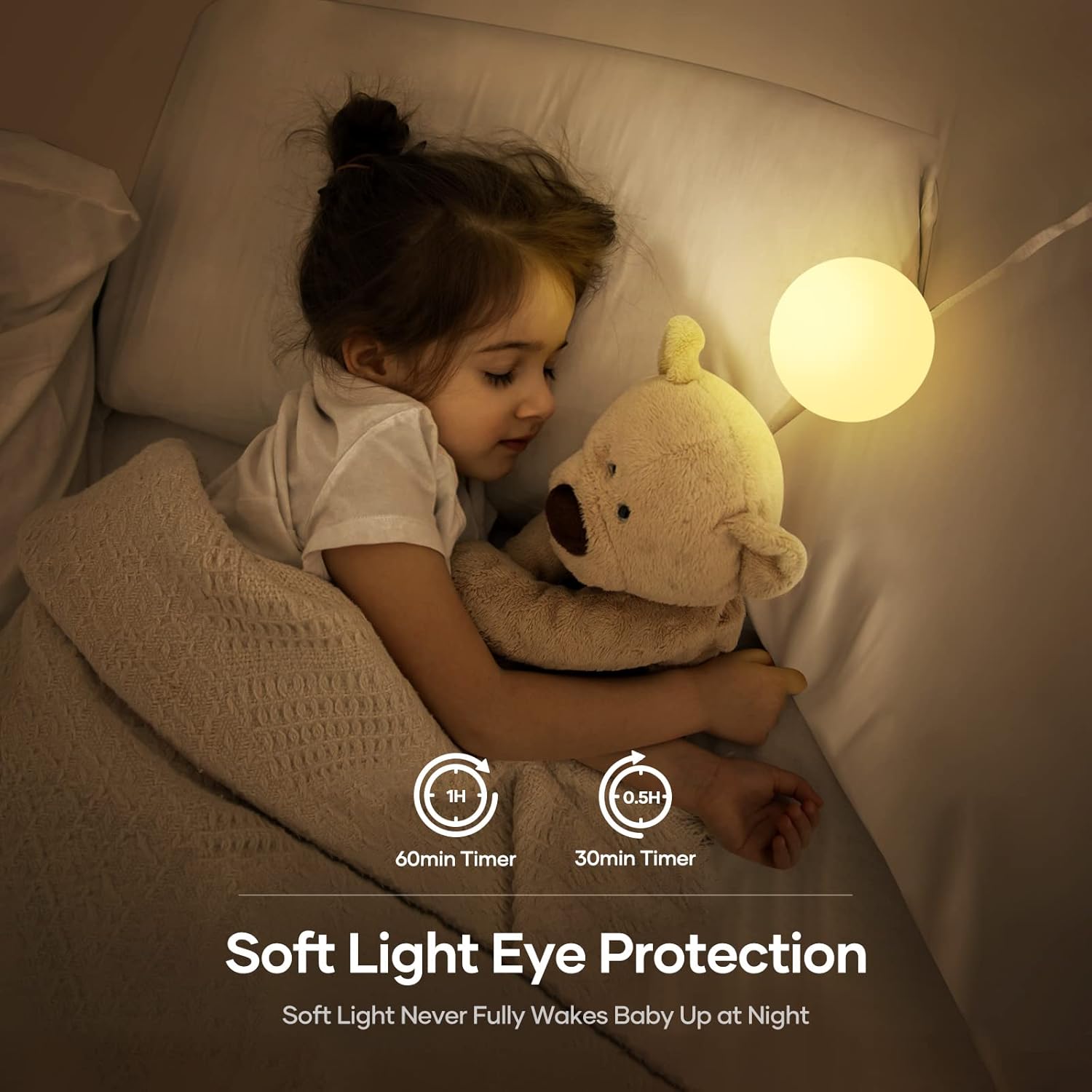 Detalle 2 de LED Night Light 7‑colour USB rechargeable touch lamp 🌙