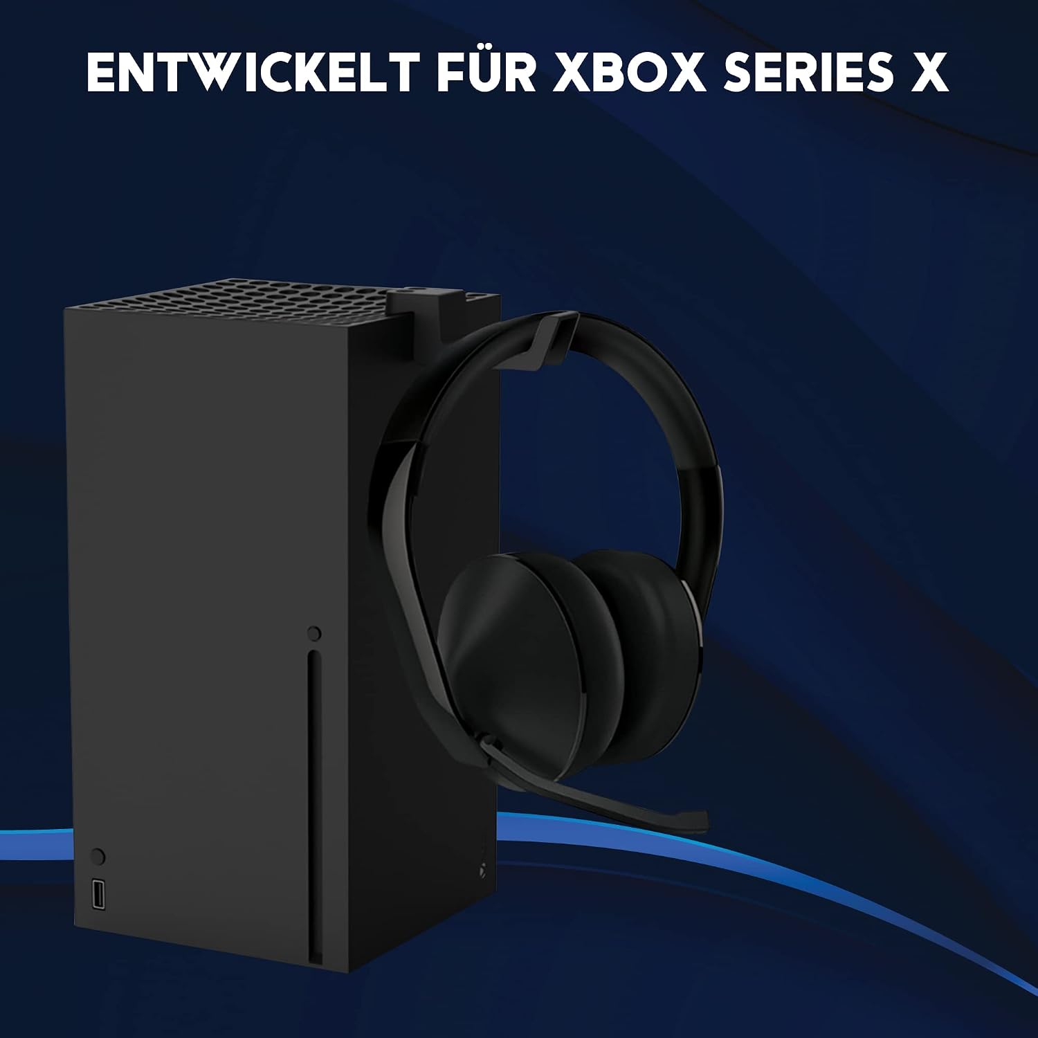 Detalle de DR1TECH GameHookX+ Halterung für Xbox Series X — kompakter Kopfhörerständer mit kratzfester Gummi-Beschichtung