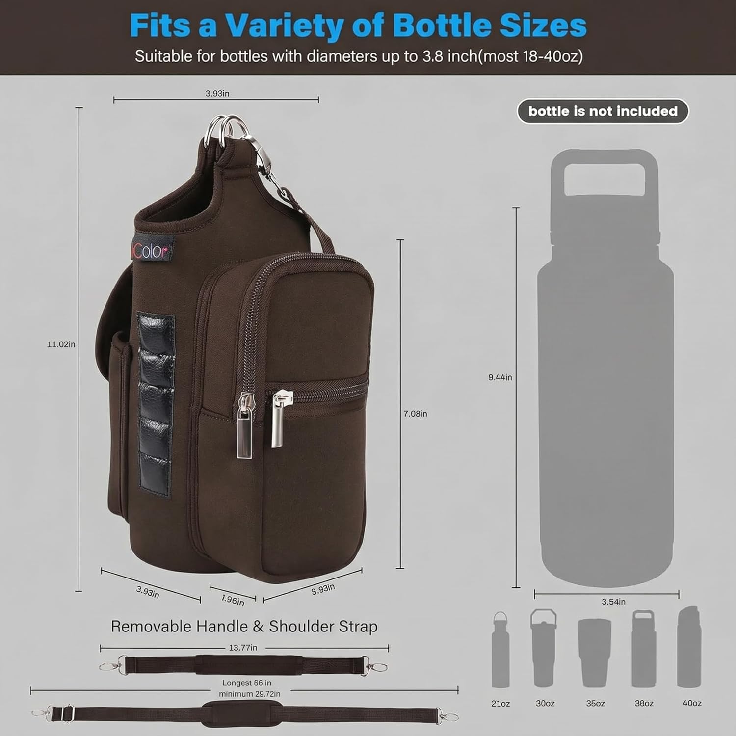 Detalle de icolor Gym Borsa Magnetica: Borsa Fitness con Portabottiglia e Scomparti per Cellulare