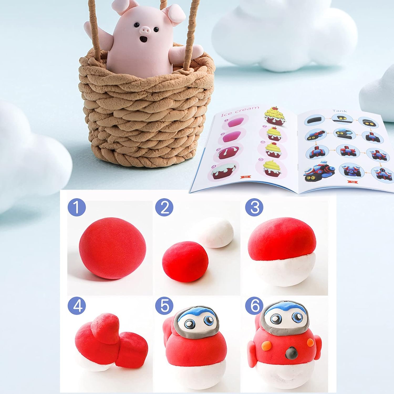 Thumbnail 2 de Air Dry Clay 50 Colours modelling kit 🎨