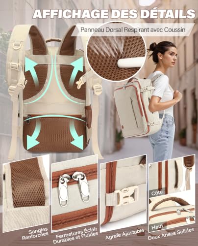 Detalle de VANKEV Bagage Cabine 45x36x20 cm pour EasyJet — Sac à dos de voyage 30 L