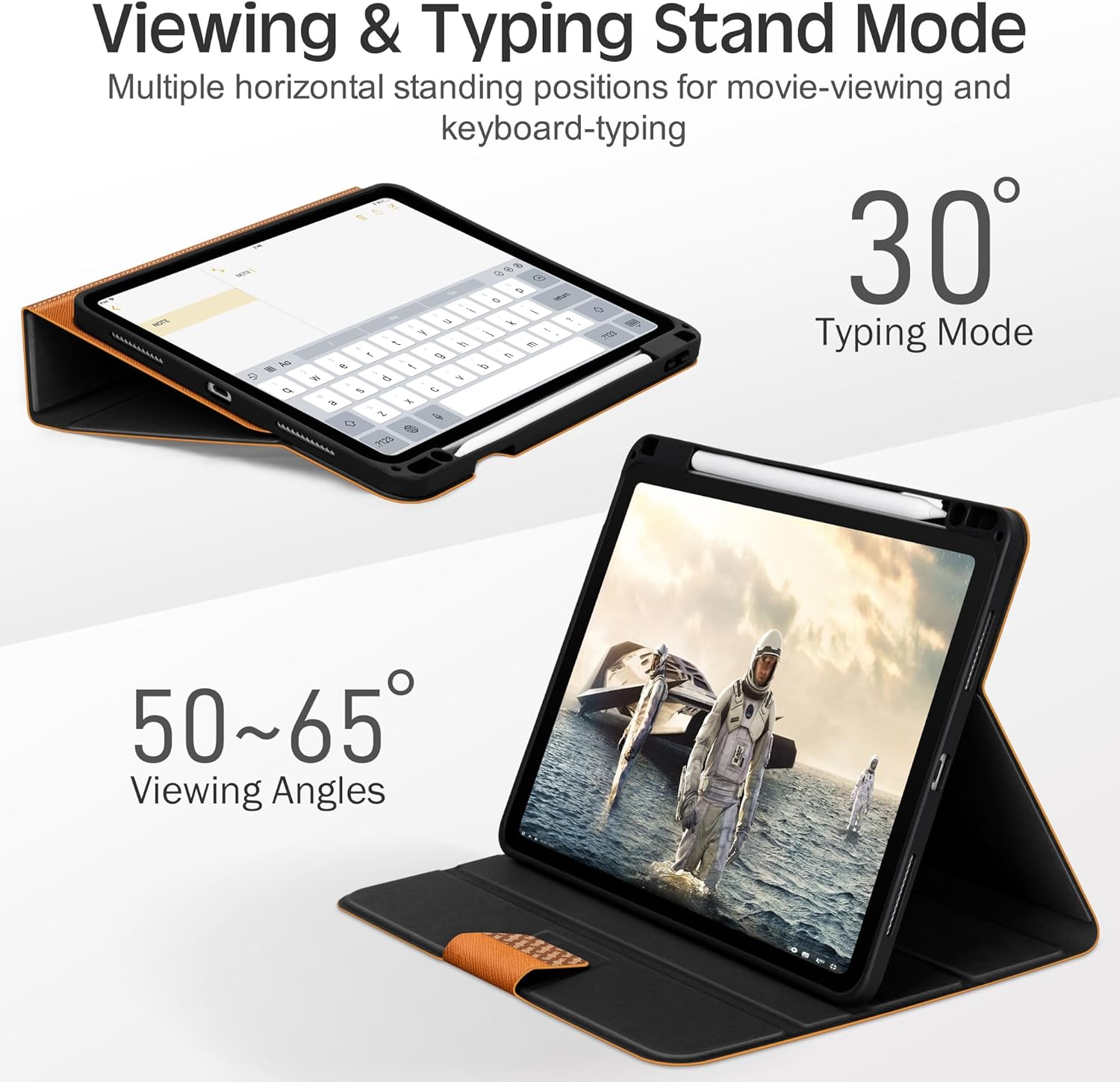 Thumbnail 3 de KingBlanc for iPad Air 13-inch Case (M4 2026/M3 2025/M2 2024) with Built-in Pencil Holder, Auto Sleep/Wake, Brown