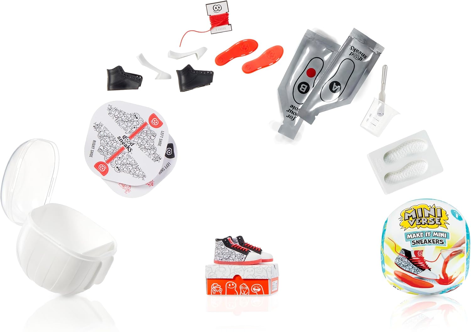 Detalle de MGA's Miniverse Make It Mini Sneakers: miniatuurset met blinde verpakking