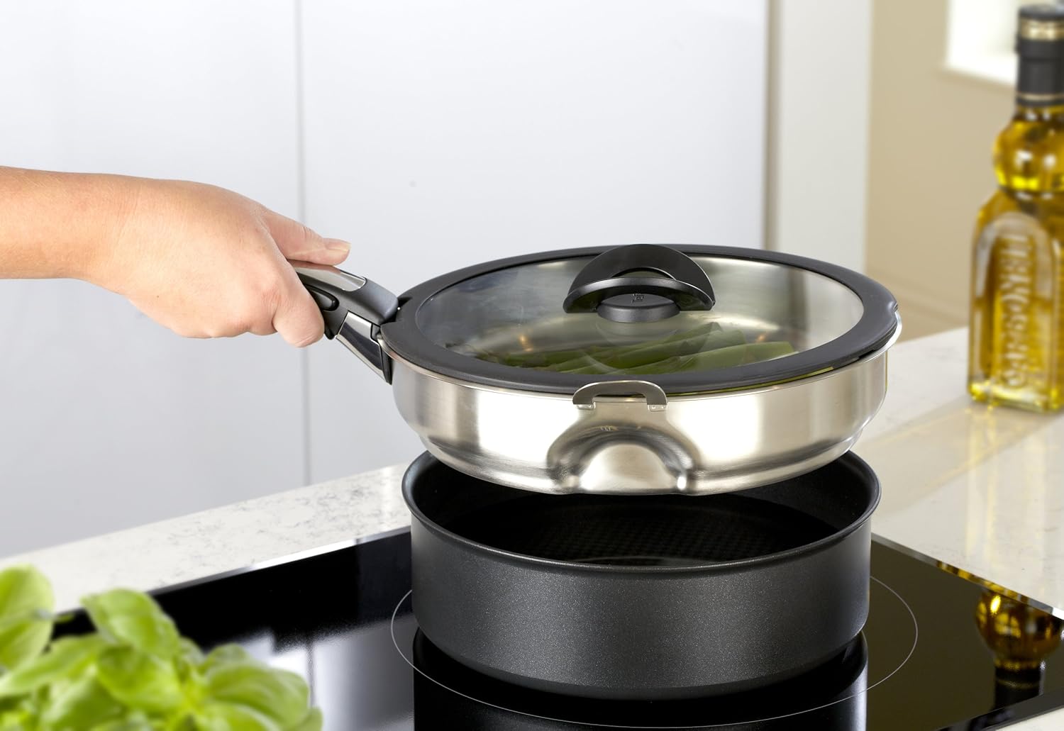 Thumbnail 2 de Tefal Ingenio Stainless Steel Steamer With Glass Lid (24 cm insert)