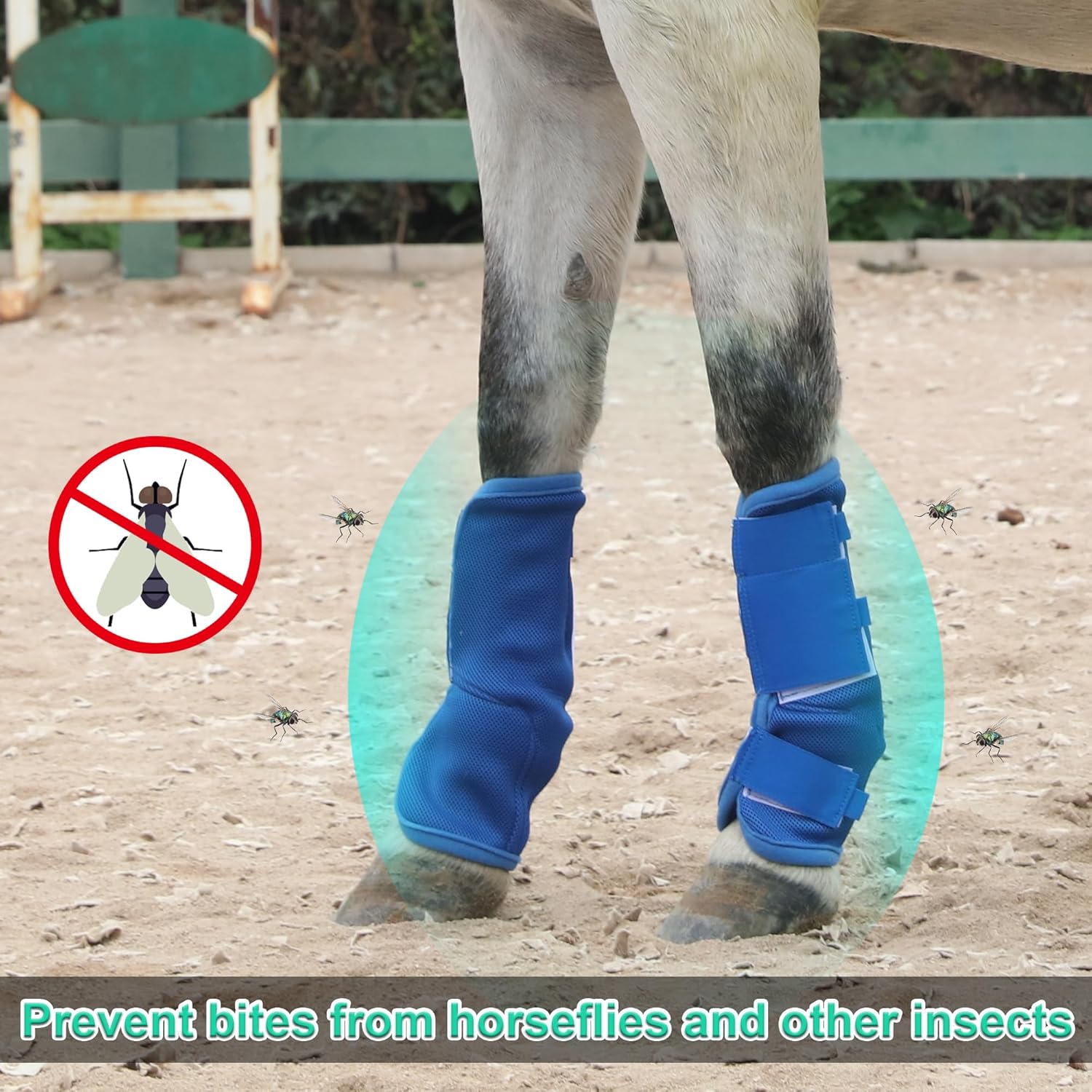 Detalle de Gallopoff Horse Fly Boots Set of 4 – Soft & Comfort Mesh Travel Fly Leggings for Horses (Pink)