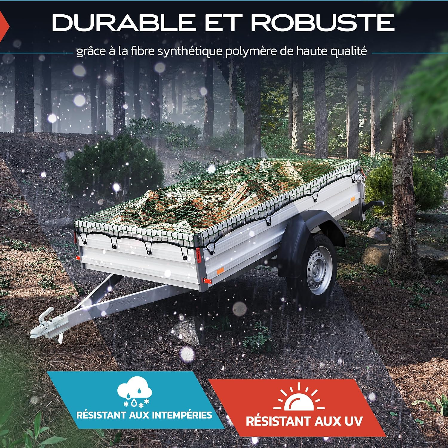 Detalle de TRIBURG Filet pour remorque 1,5 x 2,2 m avec élastique de tension et marquage des coins