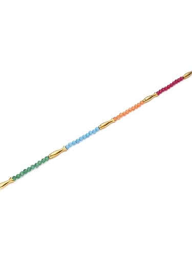 Detalle de Collar Mujer Dye Peces de SINGULARU, acero bañado en oro 18kt, 45 cm + 5 cm de alargador