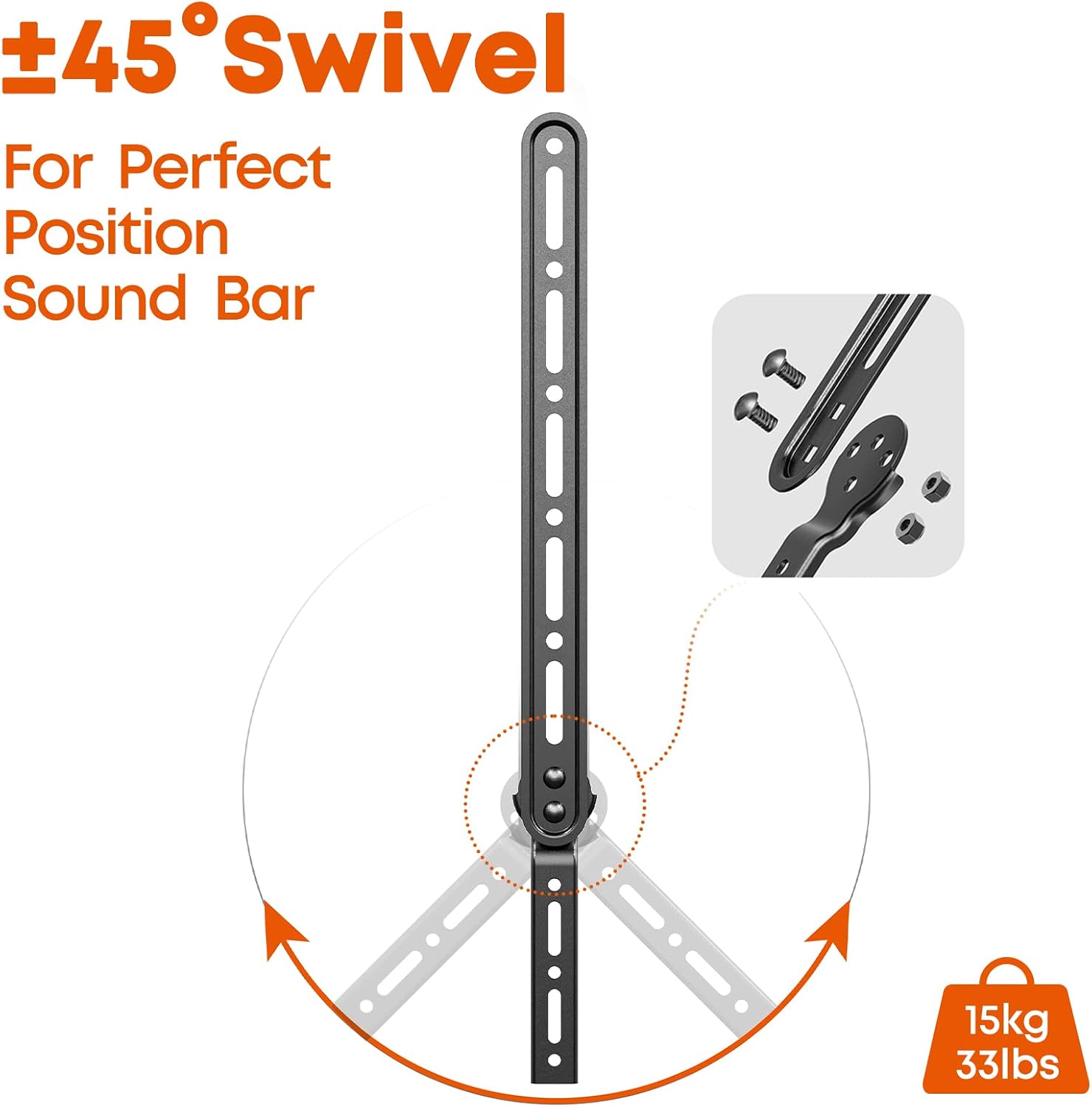 Detalle de PUTORSEN Soundbar Halterung Universal für Unter- oder Aufmontage unter TV (23–65 Zoll, bis 15 kg)