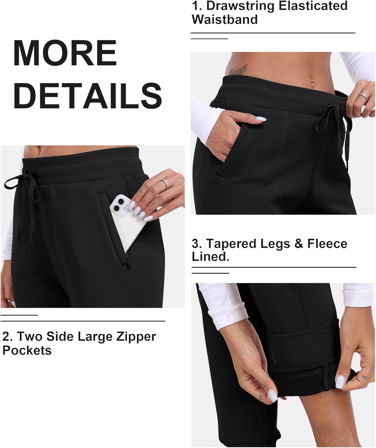 Thumbnail 3 de Pantalon femme cargo de jogging MoFiz : chaud, respirant et imperméable avec poches zippées