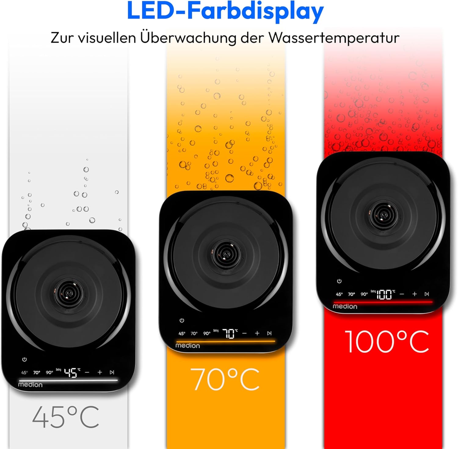 Detalle de MEDION LIFE Bollitore digitale MD12106: 2200 W, 1,5 L, display LED e blocco bambini