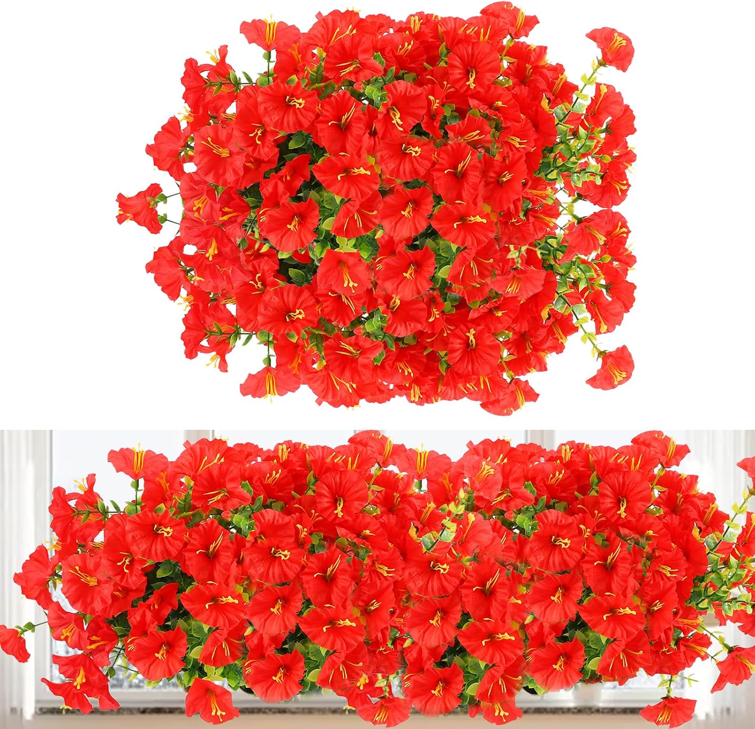 Detalle de msymsyu MSY-002-06 kunstpetunia’s, rood, 36 cm, set van 7