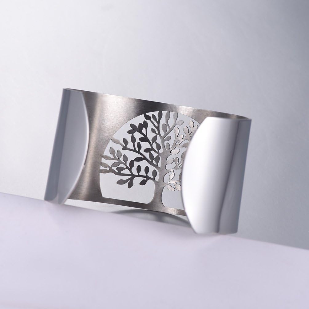 Thumbnail 3 de PROSTEEL anello-bracciale aperto regolabile con incisione Albero della Vita, acciaio inox e placcato oro 18K