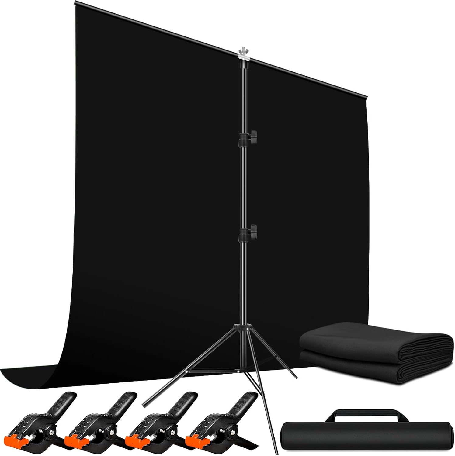 Detalle de Heysliy 2x2M Black Screen Backdrop with Stand – Stable T-Stand Kit for Streaming, Photo & Video