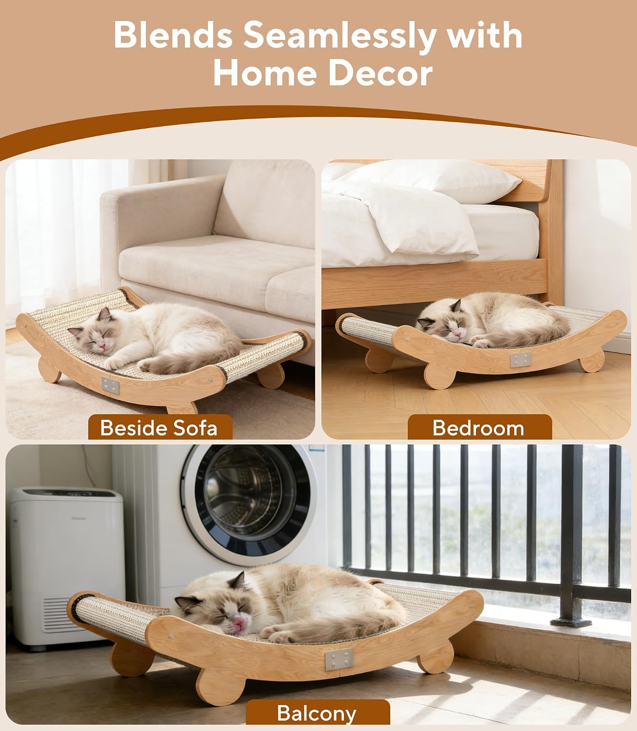 Thumbnail 6 de Mordraoe Cat Scratching Board: Solid Beech Wood with 160° Curved Design